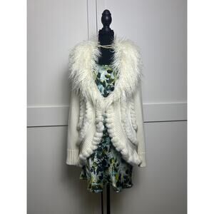 Silk Coquette VS Slip Dress Leafy Motif Crossback Button Slit Mini S/M